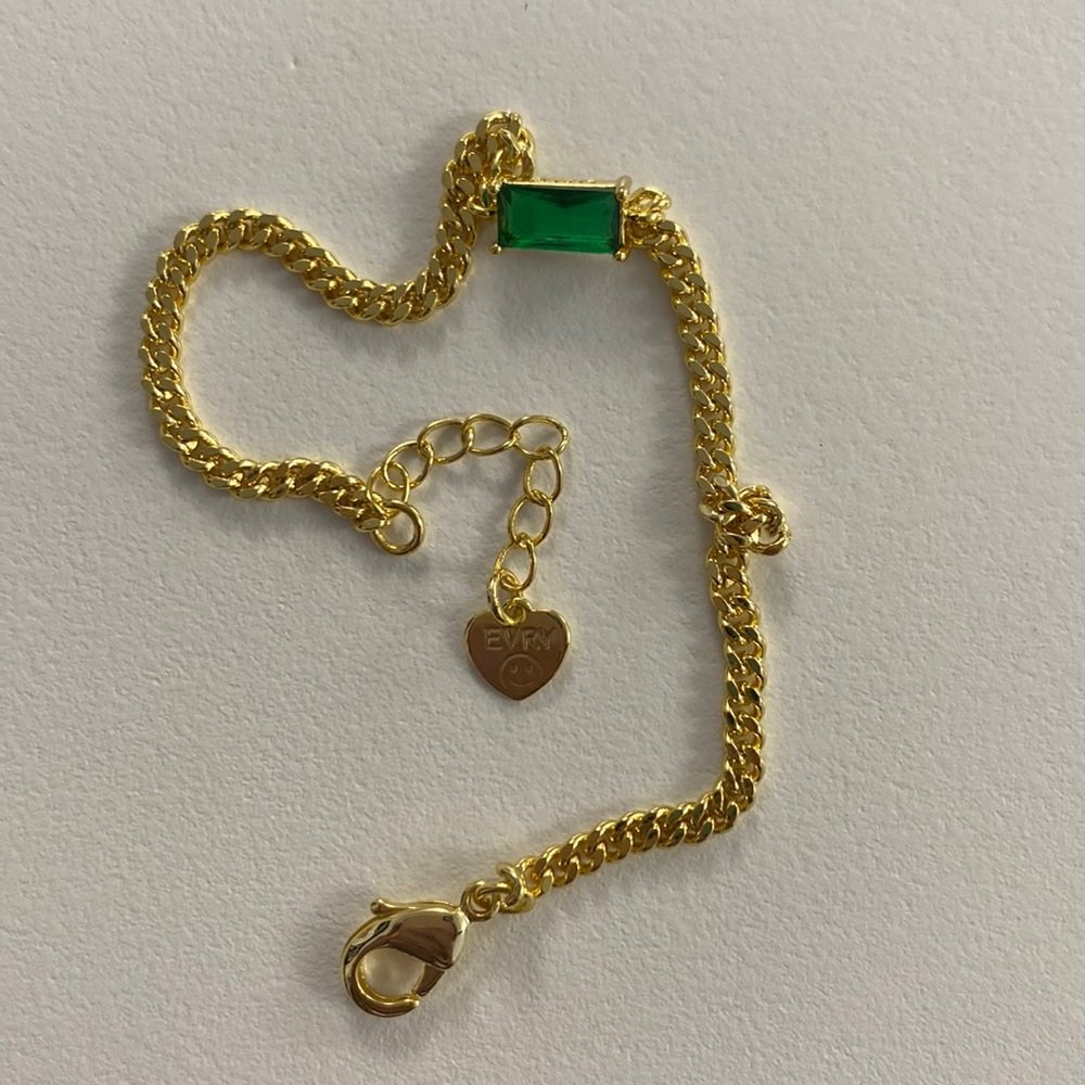Evry jewels green stone gold bracelet